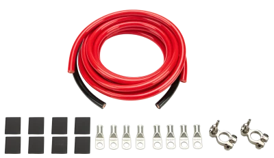 Battery Cable Kit, 2 Gauge, Top Mount Battery Terminals, Terminals / Heat Shrink Included, Copper, 15 ft Red / 2 ft Black, Kit - QCP-57-010