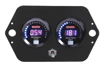 Gauge Panel Assembly, Competition, Oil Pressure / Water Temperature, Black Face, Kit. - QCP-67-2005