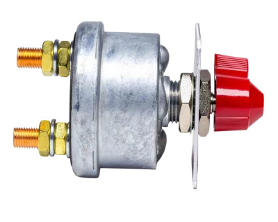 Battery Disconnect, Rotary Switch, Panel Mount, 125 Amps, 12V, Aluminum On / Off Panel, Black, Each - QCP-55-010