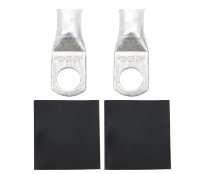 Battery Terminal, 2 Gauge, 3/8 in Eyelet, Heat Shrink Included, Copper, Tin Plated, Pair - QCP-57-550