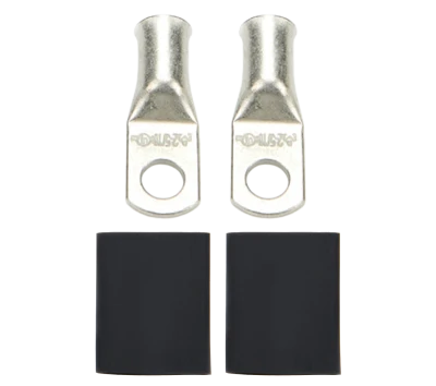 Battery Terminal, 2 Gauge, 5/16 in Eyelet, Heat Shrink Included, Copper, Tin Plated, Pair - QCP-57-540