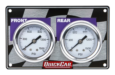 Brake Bias Gauge, Dual Gauge, 0-1000 psi, Mechanical, Analog, 1-1/2 in Diameter, White Face, Horizontal Panel, Aluminum, Kit. - QCP-61-103