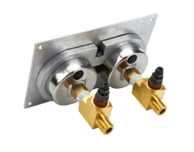 Brake Bias Gauge, Dual Gauge, 0-1000 psi, Mechanical, Analog, 1-1/2 in Diameter, White Face, Horizontal Panel, Aluminum, Kit. - QCP-61-103