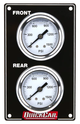 Brake Bias Gauge, Dual Gauge, 0-1000 psi, Mechanical, Analog, 1-1/2 in Diameter, White Face, Vertical Panel, Aluminum, Kit - QCP-61-105