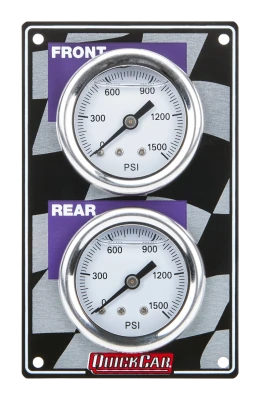 Brake Bias Gauge, Dual Gauge, 0-1000 psi, Mechanical, Analog, 1-1/2 in Diameter, White Face, Vertical Panel, Aluminum, Kit. - QCP-61-101