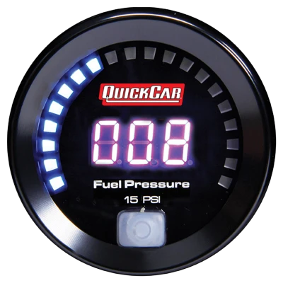 Fuel Pressure Gauge, 0-15 psi, Electric, Digital, 2-1/16 in Diameter, Black Face, Each. - QCP-67-000