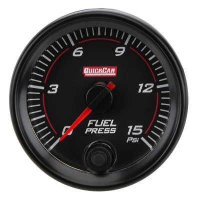 Fuel Pressure Gauge, Redline, 0-15 psi, Electric, Analog, Full Sweep, 2-5/8 in Diameter, Black Face, Each - QCP-69-000