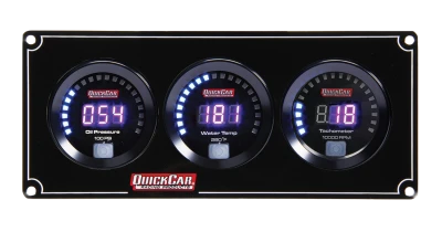 Gauge Panel Assembly, Competition, Oil Pressure / Water Temperature / Tachometer, Black Face, Kit. - QCP-67-2031