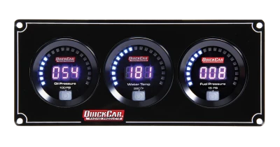 Gauge Panel Assembly, Digital, Oil Pressure / Water Temperature / Fuel Pressure, Black Face, Kit - QCP-67-3012