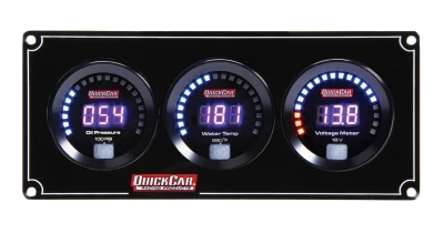 Gauge Panel Assembly, Digital, Oil Pressure / Water Temperature / Voltmeter, Black Face, Kit. - QCP-67-3017