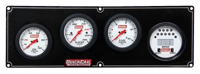 Gauge Panel Assembly, Extreme, Fuel Pressure / Oil Pressure / Digital Tachometer / Water Temperature, White Face, Warning Light, Kit - QCP-61-7042