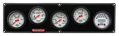 Gauge Panel Assembly, Extreme, Fuel Pressure / Oil Pressure / Oil Temperature / Digital Tachometer / Water Temperature, 2-5/8 in Diameter, White Face, Warning Light, Kit. - QCP-61-7051