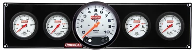 Gauge Panel Assembly, Extreme, Fuel Pressure / Oil Pressure / Oil Temperature / Tachometer / Water Temperature, Tachometer Recall, 5 in / 2-5/8 in Diameter, White Face, Kit. - QCP-61-7751