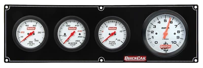 Gauge Panel Assembly, Extreme, Fuel Pressure / Oil Pressure / Tachometer / Water Temperature, Tachometer Recall, 3-3/8 in / 2-5/8 in Diameter, White Face, Kit. - QCP-61-77423