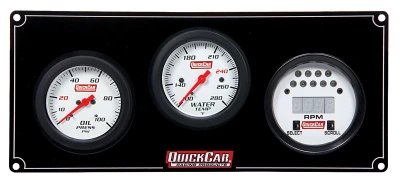 Gauge Panel Assembly, Extreme, Oil Pressure / Digital Tachometer / Water Temperature, 2-5/8 in Diameter, White Face, Warning Light, Kit. - QCP-61-7031