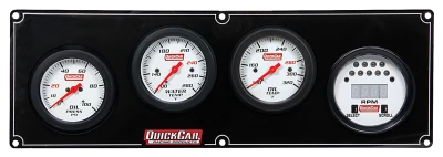 Gauge Panel Assembly, Extreme, Oil Pressure / Oil Temperature / Digital Tachometer / Water Temperature, 2-5/8 in Diameter, White Face, Warning Light, Kit. - QCP-61-7041