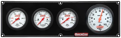 Gauge Panel Assembly, Extreme, Oil Pressure / Oil Temperature / Tachometer / Water Temperature Gauge, Tachometer Recall, 3-3/8 in / 2-5/8 in Diameter, White Face, Kit. - QCP-61-77413