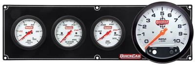 Gauge Panel Assembly, Extreme, Oil Pressure / Oil Temperature / Tachometer / Water Temperature Gauge, Tachometer Recall, 5 in / 2-5/8 in Diameter, White Face, Kit. - QCP-61-7741