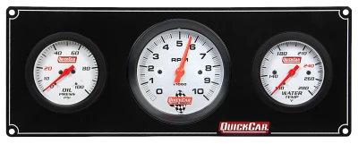 Gauge Panel Assembly, Extreme, Oil Pressure / Tachometer / Water Temperature, Tachometer Recall, 3-3/8 in / 2-5/8 in Diameter, White Face, Kit. - QCP-61-77313