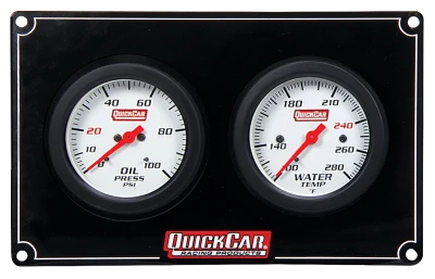 Gauge Panel Assembly, Extreme, Oil Pressure / Water Temperature, 2-5/8 in Diameter, White Face, Warning Light, Kit - QCP-61-7001