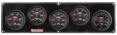 Gauge Panel Assembly, Redline, Fuel Pressure / Oil Pressure / Oil Temperature / Tachometer / Water Temperature, 2-5/8 in Diameter, Black Face, Kit. - QCP-69-4251