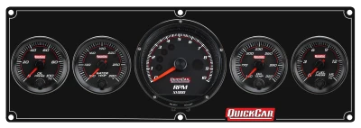 Gauge Panel Assembly, Redline, Fuel Pressure / Oil Pressure / Oil Temperature / Recall Tachometer / Water Temperature, 3 in / 2-5/8 in Diameter, Black Face, Kit. - QCP-69-4051
