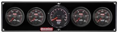Gauge Panel Assembly, Redline, Fuel Pressure / Oil Pressure / Water Temperature / Water Pressure / Recall Tachometer, 3 in / 2-5/8 in Diameter, Black Face, Kit. - QCP-69-4056