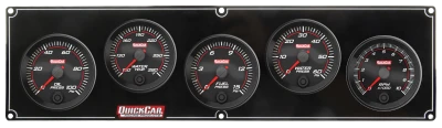 Gauge Panel Assembly, Redline, Fuel Pressure / Oil Pressure / Water Temperature / Water Pressure / Tachometer, 2-5/8 in Diameter, Black Face, Kit. - QCP-69-4256