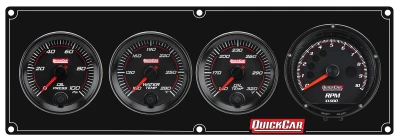 Gauge Panel Assembly, Redline, Oil Pressure / Oil Temperature / Recall Tachometer / Water Temperature, 3 in / 2-5/8 in Diameter, Black Face, Kit. - QCP-69-3041