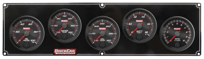Gauge Panel Assembly, Redline, Oil Pressure / Oil Temperature / Tachometer / Volt / Water Temperature, 2-5/8 in Diameter, Black Face, Kit. - QCP-69-4257