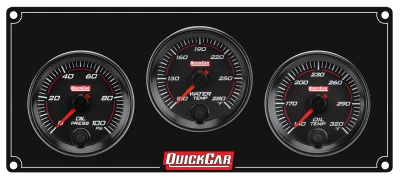 Gauge Panel Assembly, Redline, Oil Pressure / Oil Temperature / Water Temperature, 2-5/8 in Diameter, Black Face, Kit. - QCP-69-3011
