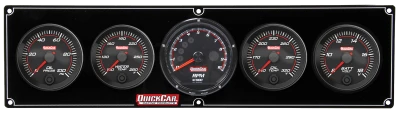 Gauge Panel Assembly, Redline, Oil Pressure / Water Temperature / Oil Temperature / Volt / Recall Tachometer, 3 in / 2-5/8 in Diameter, Black Face, Kit. - QCP-69-4057