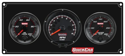 Gauge Panel Assembly, Redline, Oil Pressure / Water Temperature / Recall Tachometer, 3 in / 2-5/8 in Diameter, Black Face, Kit. - QCP-69-2031