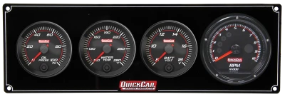 Gauge Panel Assembly, Redline, Oil Pressure / Water Temperature / Volt / Recall Tachometer, 3 in / 2-5/8 in Diameter, Black Face, Kit. - QCP-69-3047