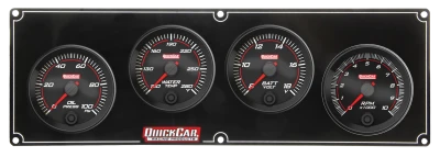 Gauge Panel Assembly, Redline, Oil Pressure / Water Temperature / Volt / Tachometer, 2-5/8 in Diameter, Black Face, Kit. - QCP-69-3247