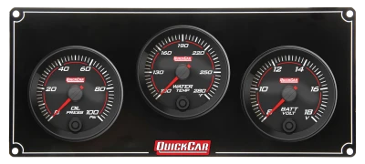 Gauge Panel Assembly, Redline, Oil Pressure / Water Temperature / Volt Meter, 2-5/8 in Diameter, Black Face, Kit. - QCP-69-3017