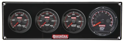 Gauge Panel Assembly, Redline, Oil Pressure / Water Temperature / Water Pressure / Recall Tachometer, 3 in / 2-5/8 in Diameter, Black Face, Kit. - QCP-69-3046