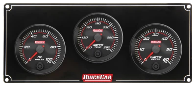Gauge Panel Assembly, Redline, Oil Pressure / Water Temperature / Water Pressure, 2-5/8 in Diameter, Black Face, Kit. - QCP-69-3016