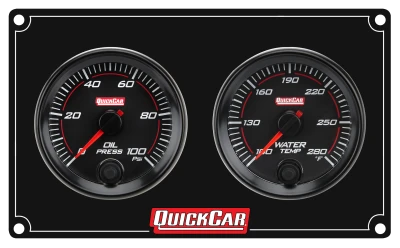 Gauge Panel Assembly, Redline, Oil Pressure / Water Temperature, 2-5/8 in Diameter, Black Face, Kit. - QCP-69-2001