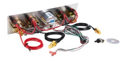 Legend Gauge Panel Assembly, Fuel Pressure / Oil Pressure / Oil Temperature / Tachometer / Water Temperature, 3-3/8 in / 2-5/8 in Diameter, Silver Face, Warning Light, Kit. - QCP-61-67513