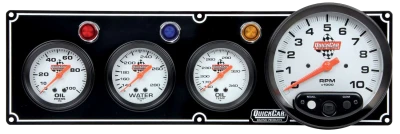 Legend Gauge Panel Assembly, Oil Pressure / Oil Temperature / Tachometer / Water Temperature, 5 in / 2-5/8 in Diameter, Silver Face, Warning Light, Kit. - QCP-61-6741