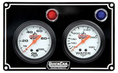 Legend Gauge Panel Assembly, Oil Pressure / Water Temperature, 2-5/8 in Diameter, Silver Face, Warning Light, Kit - QCP-61-6701