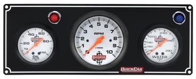 Legend Gauge Panel Assembly, Oil Pressure / Tachometer / Water Temperature, 3-3/8 in / 2-5/8 in Diameter, Silver Face, Warning Light, Kit. - QCP-61-67313