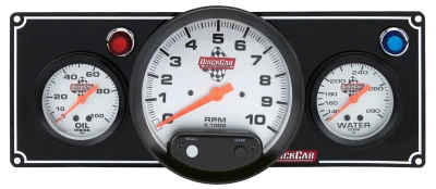 Legend Gauge Panel Assembly, Oil Pressure / Tachometer / Water Temperature, 5 in / 2-5/8 in Diameter, Silver Face, Warning Light, Kit. - QCP-61-6731