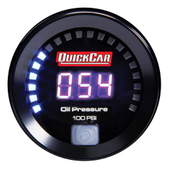 Oil Pressure Gauge, 0-100 psi, Electric, Digital, 2-1/16 in Diameter, Black Face, Each.