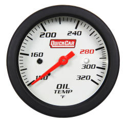 Oil Temperature Gauge, Extreme, 100-320 Degree F, Mechanical, Analog, Full Sweep, 2-5/8 in Diameter, White Face, Built-in Warning Light, Each
