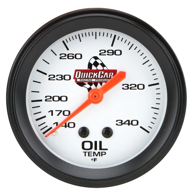 Oil Temperature Gauge, Legend, 140-340 Degree F, Mechanical, Analog, 2-5/8 in Diameter, Silver Face, Each - QCP-611-6009