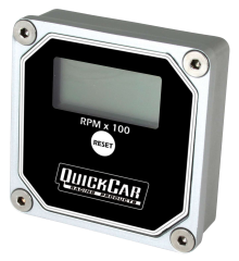 Quickcar Tachometer, QuickTach, 15000 RPM, Digital, 3 in Wide x 3 in Tall, Recall, 9V Battery, Waterproof, Aluminum, Black, Each.
