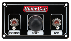 Switch Panel, Dash Mount, 4.625 x 2.5 in, 2 Toggles / 1 Momentary Button, Black, Each