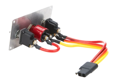 Switch Panel, Dash Mount, 4.625 x 2.5 in, 2 Toggles / 1 Momentary Button, Black, Each - QCP-50-820
